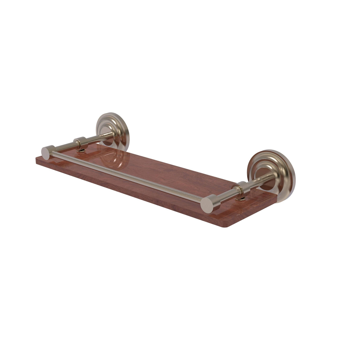 16 inch Solid Ironwood Shelf with Gallery Rail F299