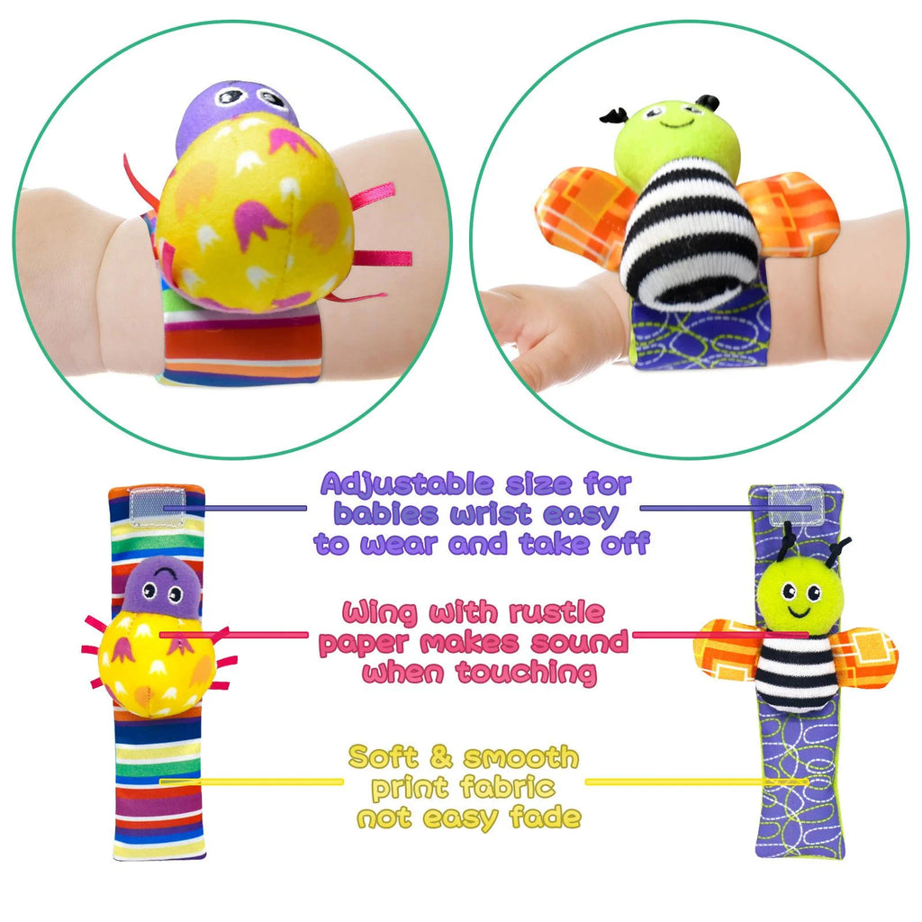 5Pack Baby Foot Finders Socks Wrist Rattles Infant Hand Foot Rattle Socks Toys H2424