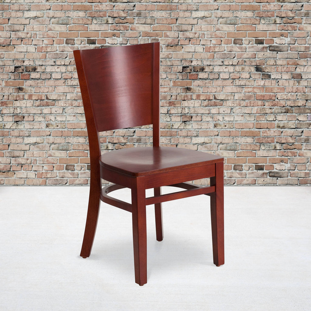 Solid Back Wooden Restaurant Chair with Black Vinyl Seat and Walnut Wood Frame U283