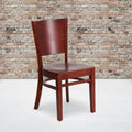 Solid Back Wooden Restaurant Chair with Black Vinyl Seat and Walnut Wood Frame U283