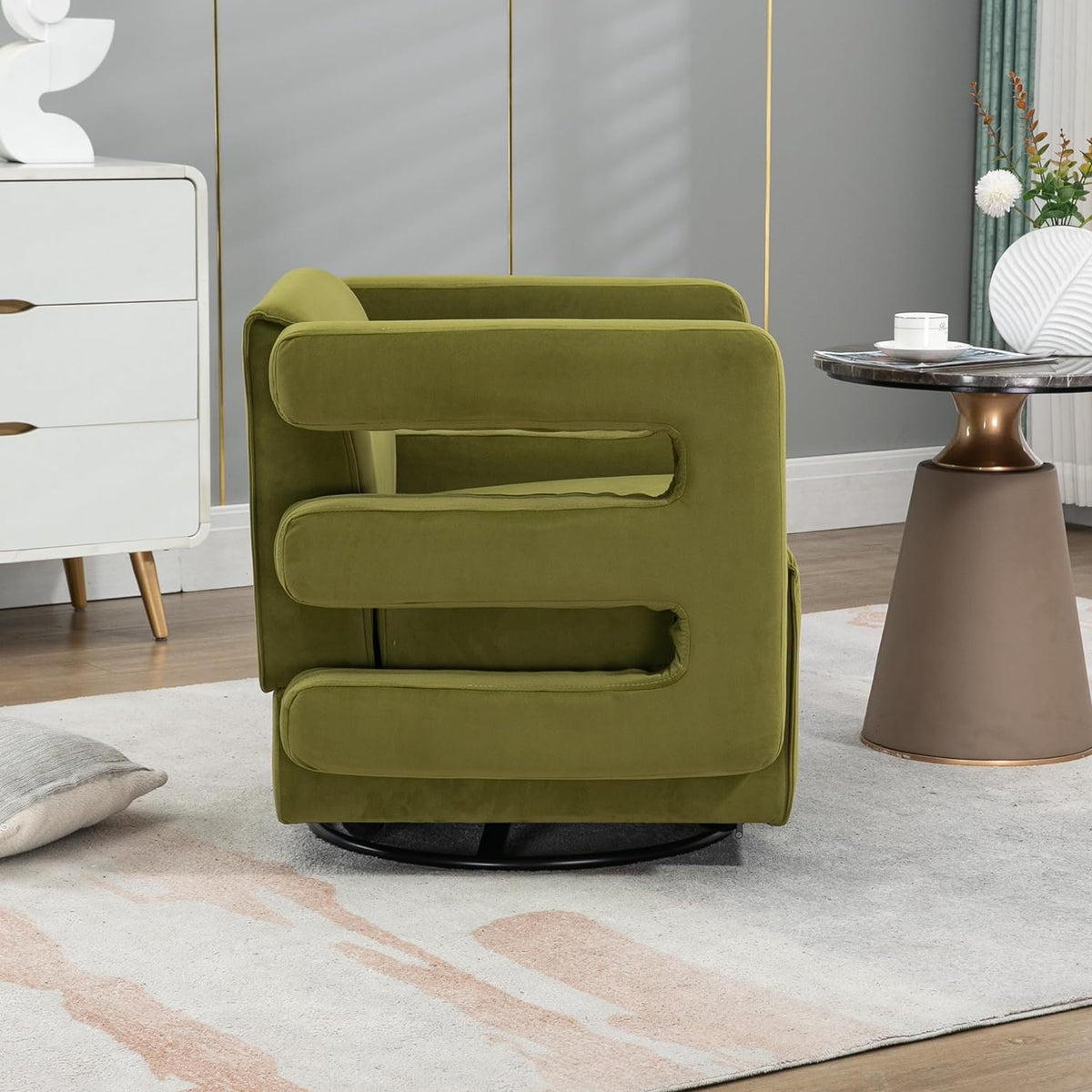 Olive Upholstered Swivel Accent Chair R32499
