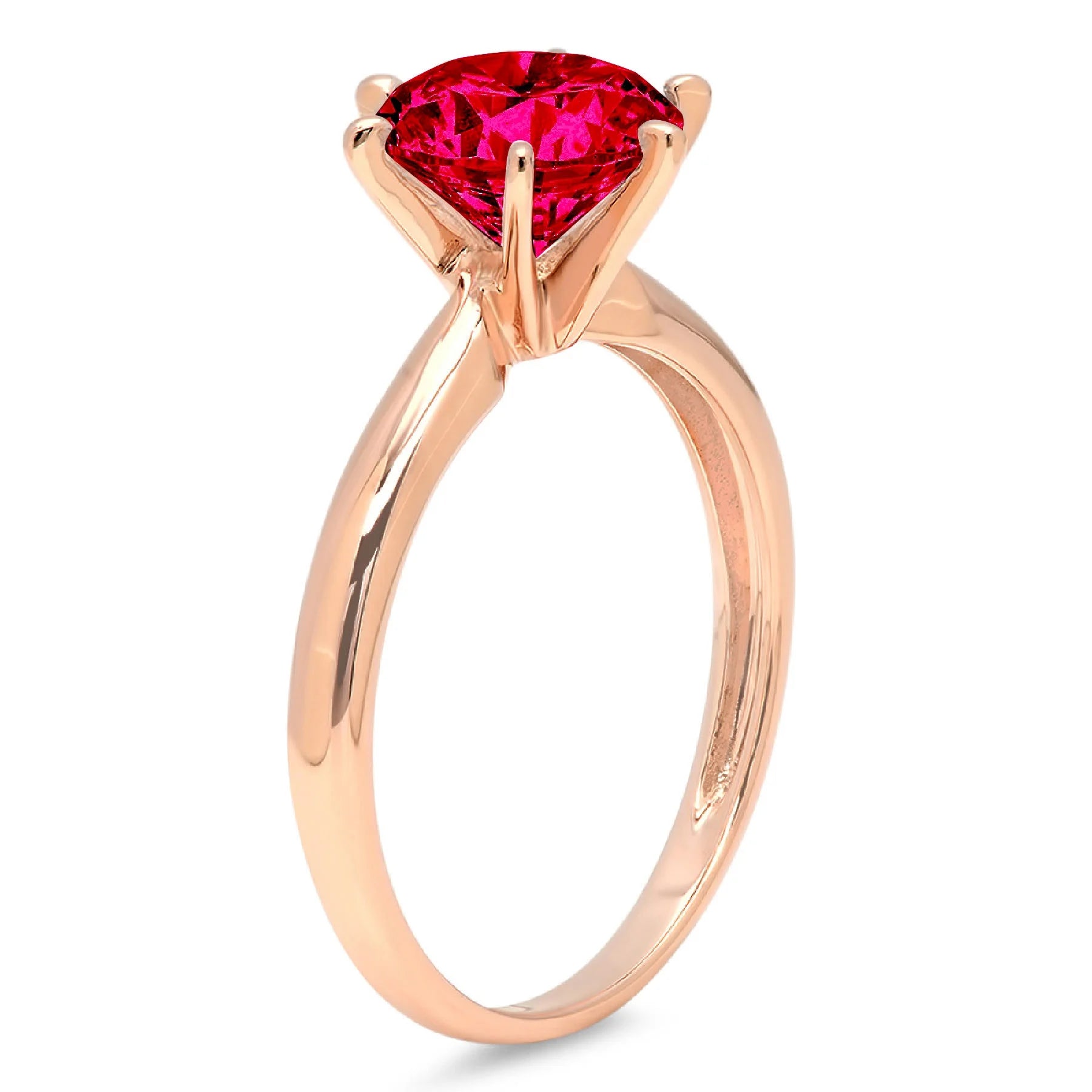 Pink Simulated Tourmaline Rose Gold Solitaire Ring Size 9 L2631