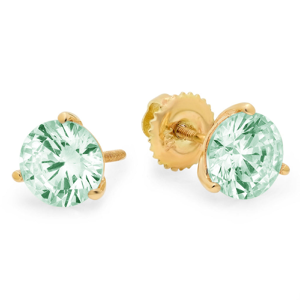 Blue Moissanite 18k Yellow Gold Earrings Screw Back L341905