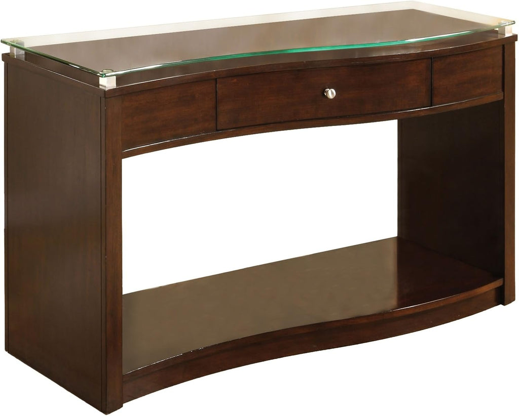 Brown Cherry Sofa Table with Glass Top V33450