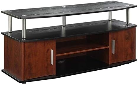 47 TV Stand with 2 Storage Cabinets in Cherry/Black and Stainless Steel Clad Finish M643681