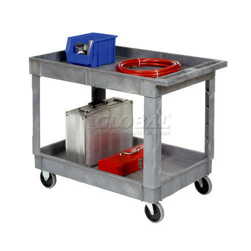 Plastic 2 Shelf Utility Cart with Rubber Casters P295375