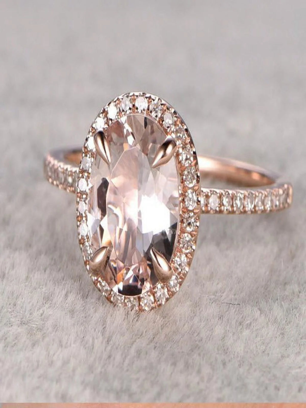 1.25 Carat Peach Pink Morganite and Diamond Engagement Ring in 10k Rose Gold X1976