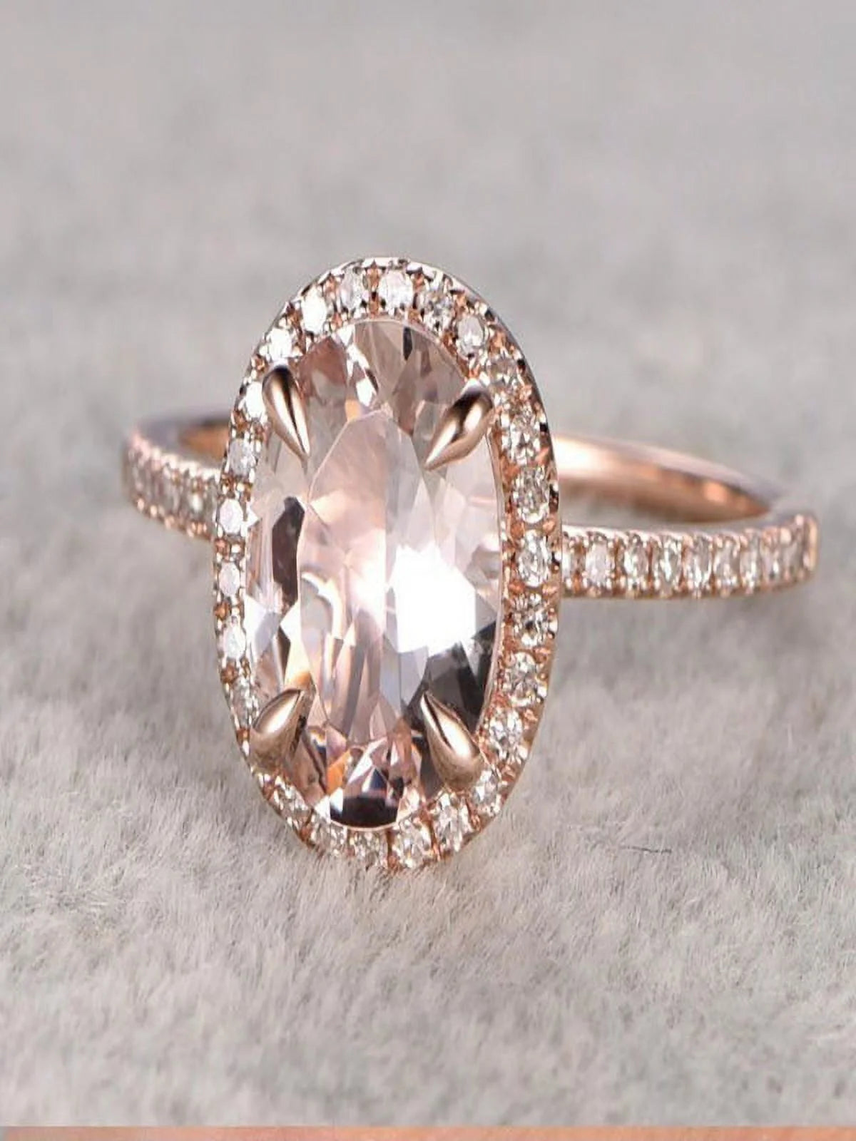 1.25 Carat Peach Pink Morganite and Diamond Engagement Ring in 10k Rose Gold X1976