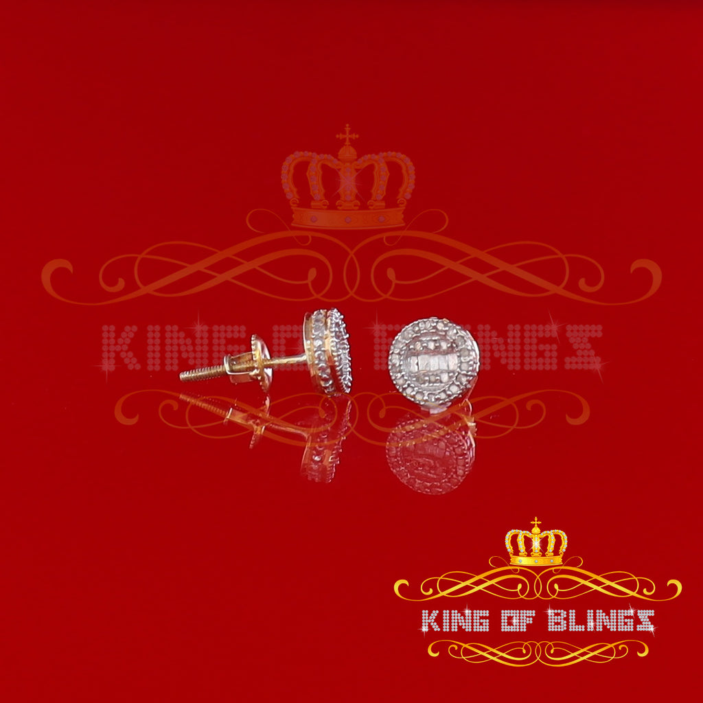 925 Yellow Silver 0.20ct Diamond Men's Round Earrings A816741