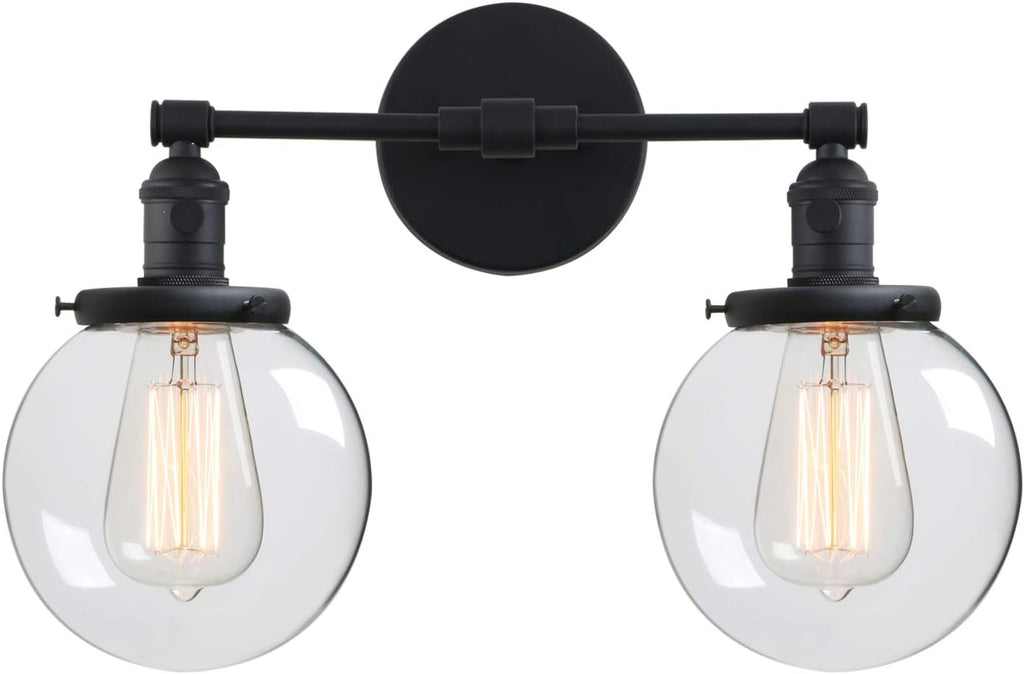 Clear Double Sconce Wall Light with Glass Round Canopy S4981