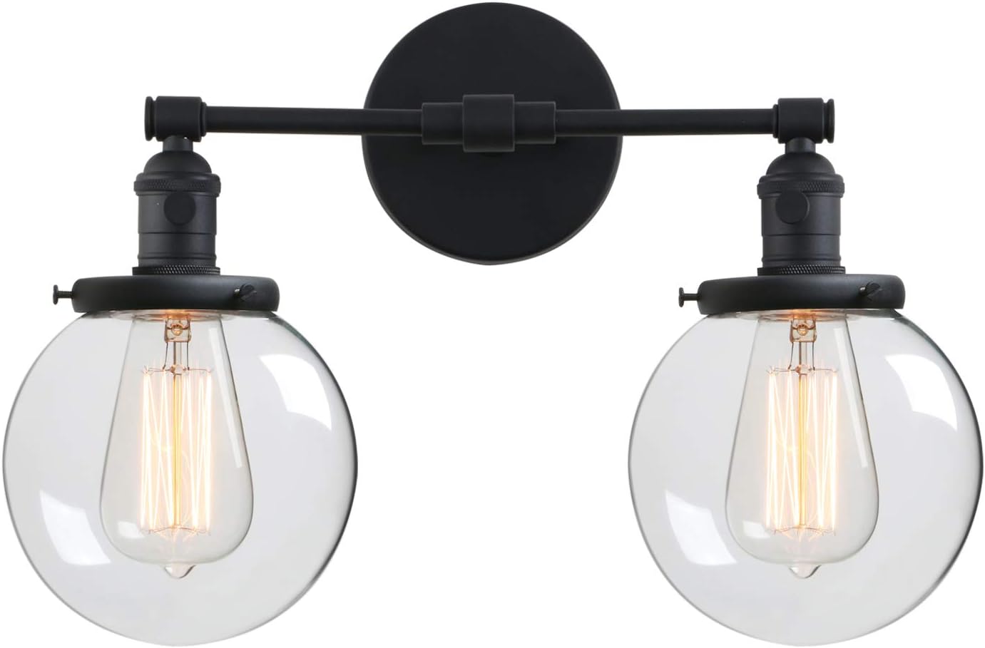 Clear Double Sconce Wall Light with Glass Round Canopy S4981