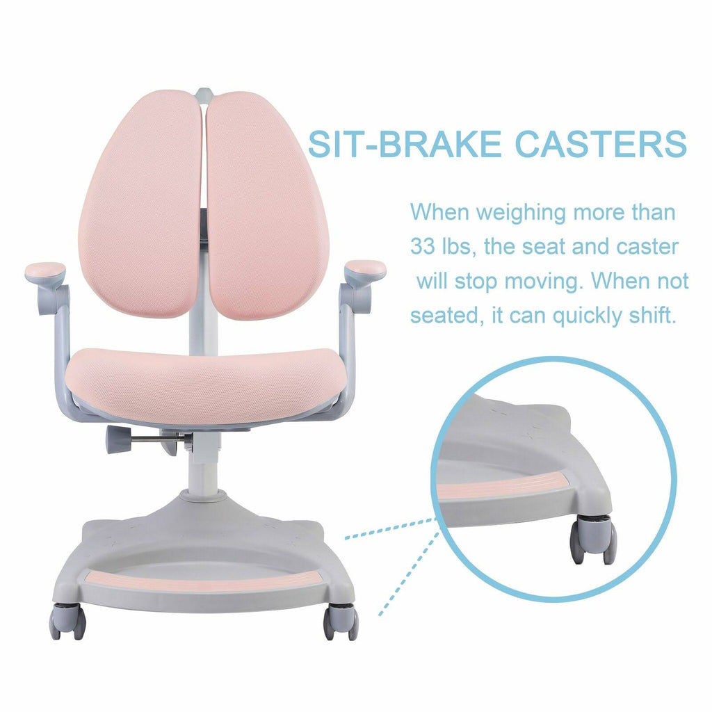 Adjustable Height Kids Desk Chair with Sit-Brake Casters G634688