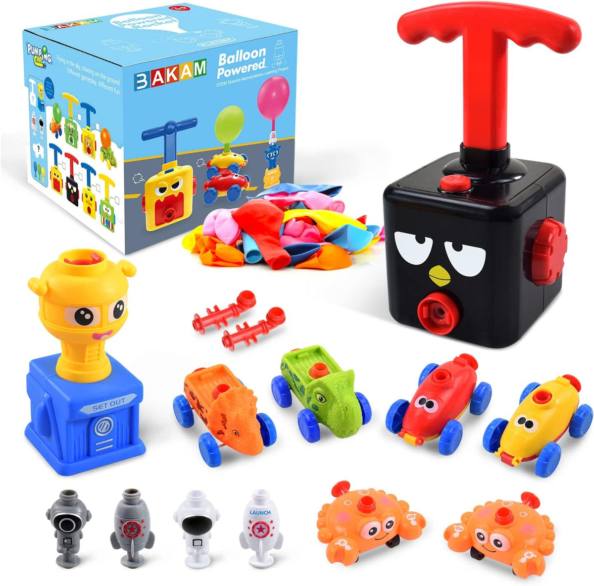 Balloon Car Toy Set with Balloon Launcher Pump Cars Racer Kit S252