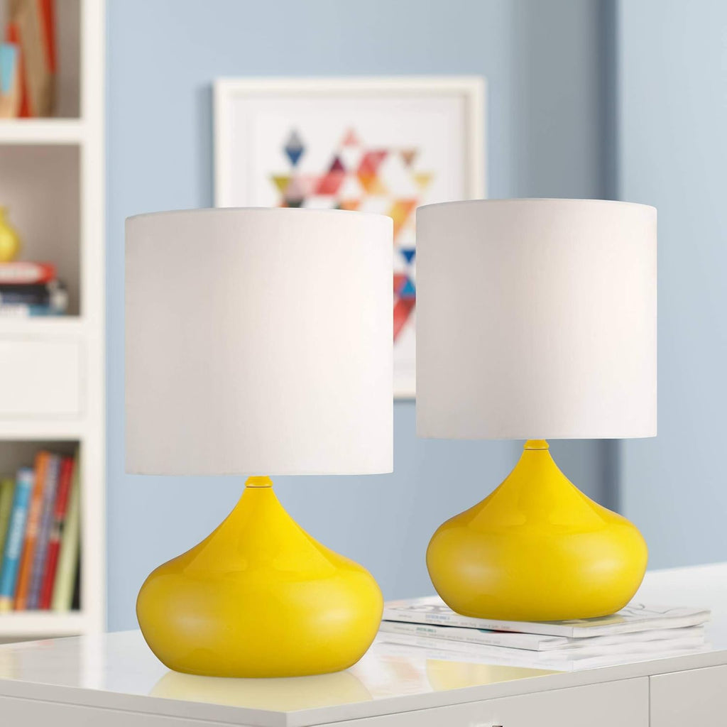 Set of 2 Canary Yellow Metal Mini Accent Lamps N8684