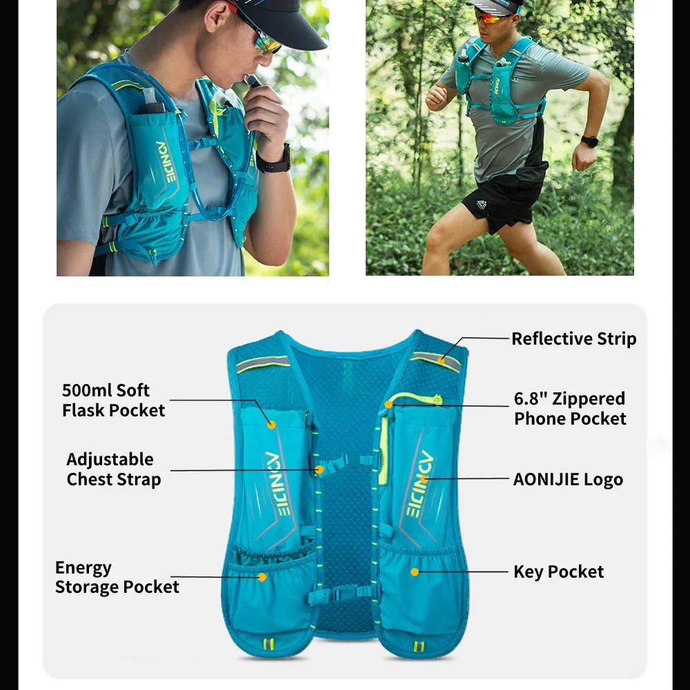 5L Lightweight Hydration Pack Running Vest Adjustable Buckle (Gray) V2998