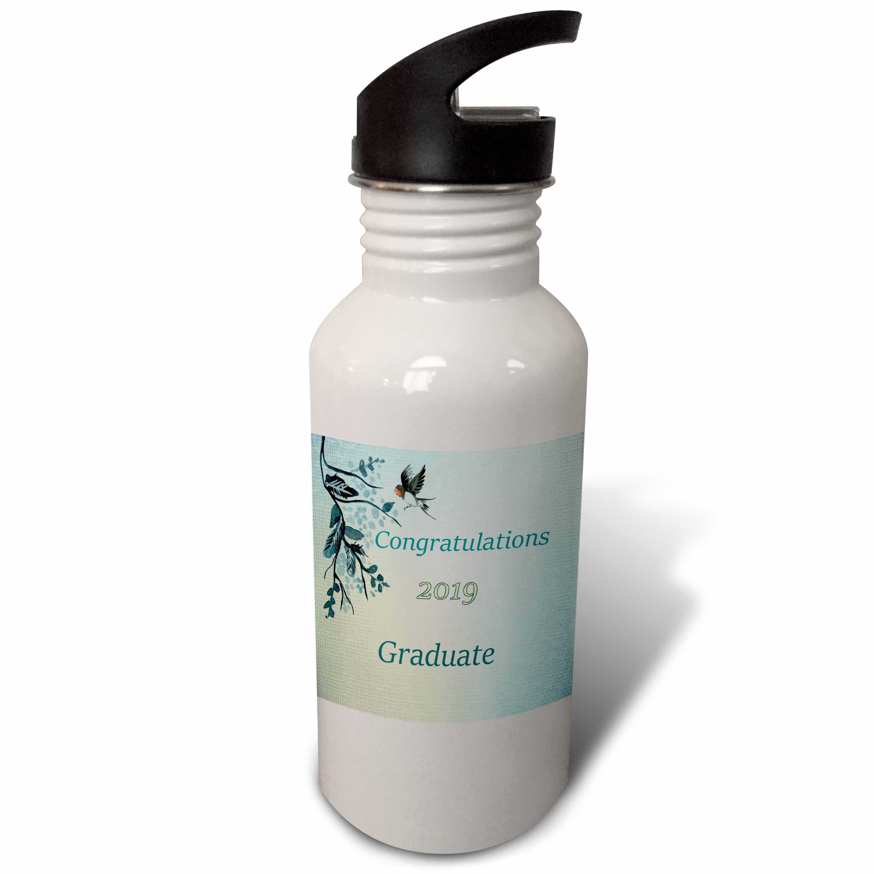 Aqua And Yellow Vintage Congratulations 2019 Flip Straw 21oz Water Bottle A16372