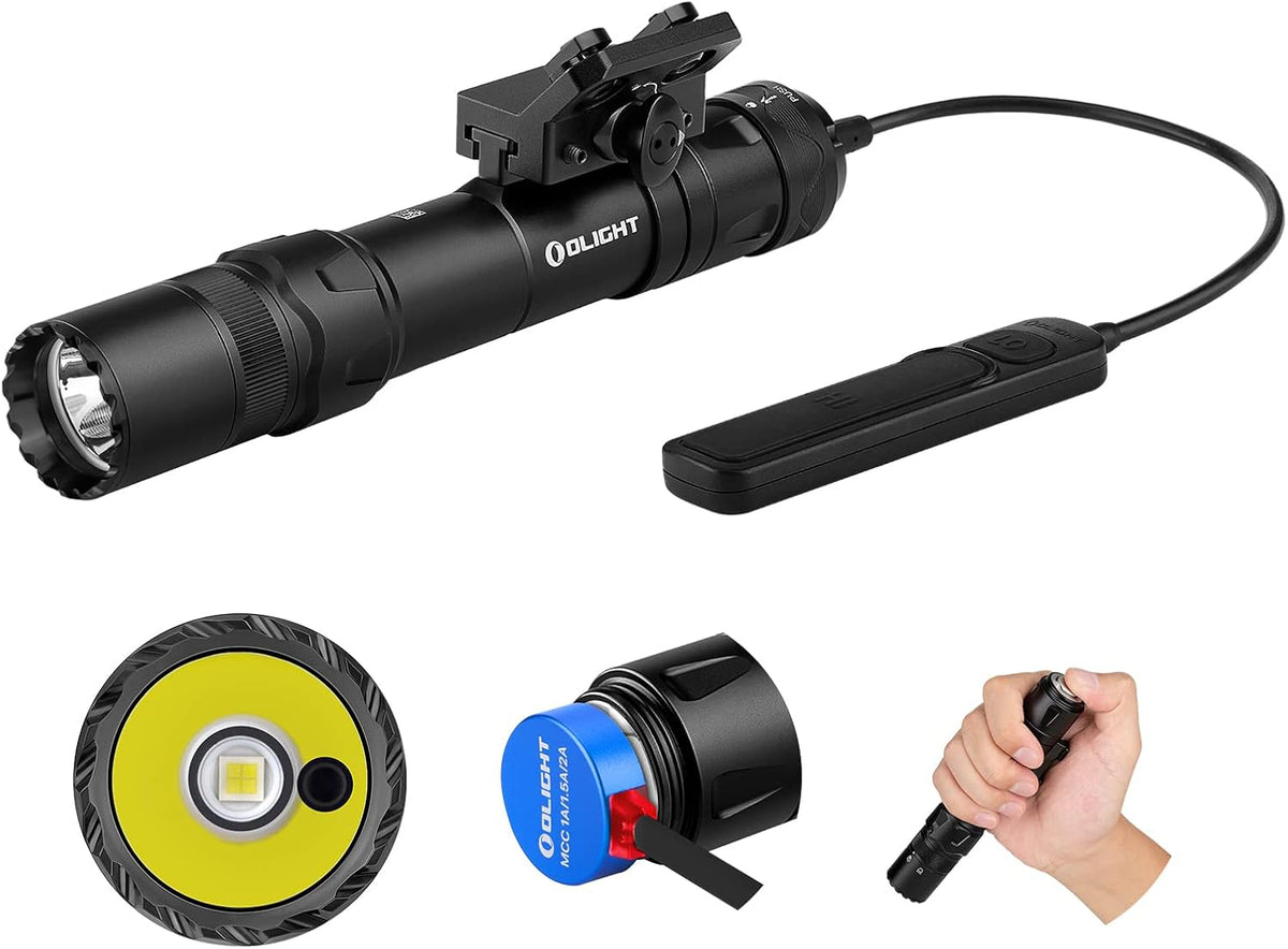 1500 Lumens MLOK Mount Rechargeable Tactical Flashlight with Green Beam and White LED Combo Q592345