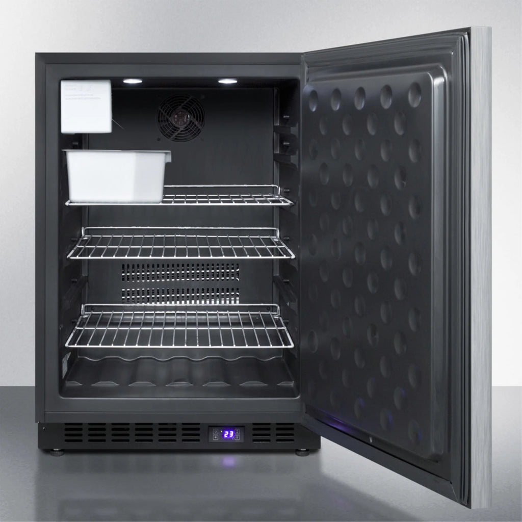 Frost-free built-in undercounter all-freezer with icemaker, stainless steel door, horizontal handle, black cabinet S526543