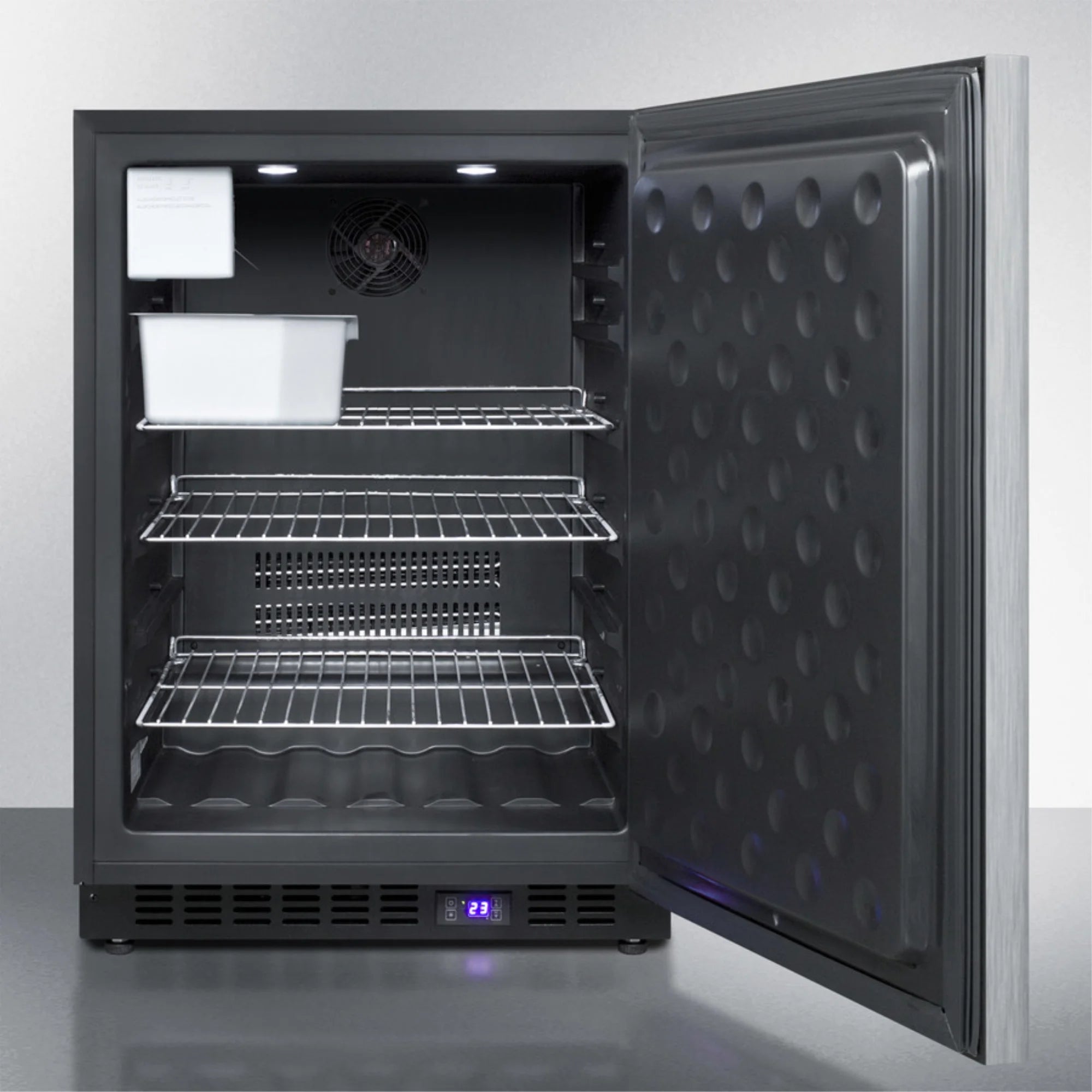 Frost-free built-in undercounter all-freezer with icemaker, stainless steel door, horizontal handle, black cabinet S526543