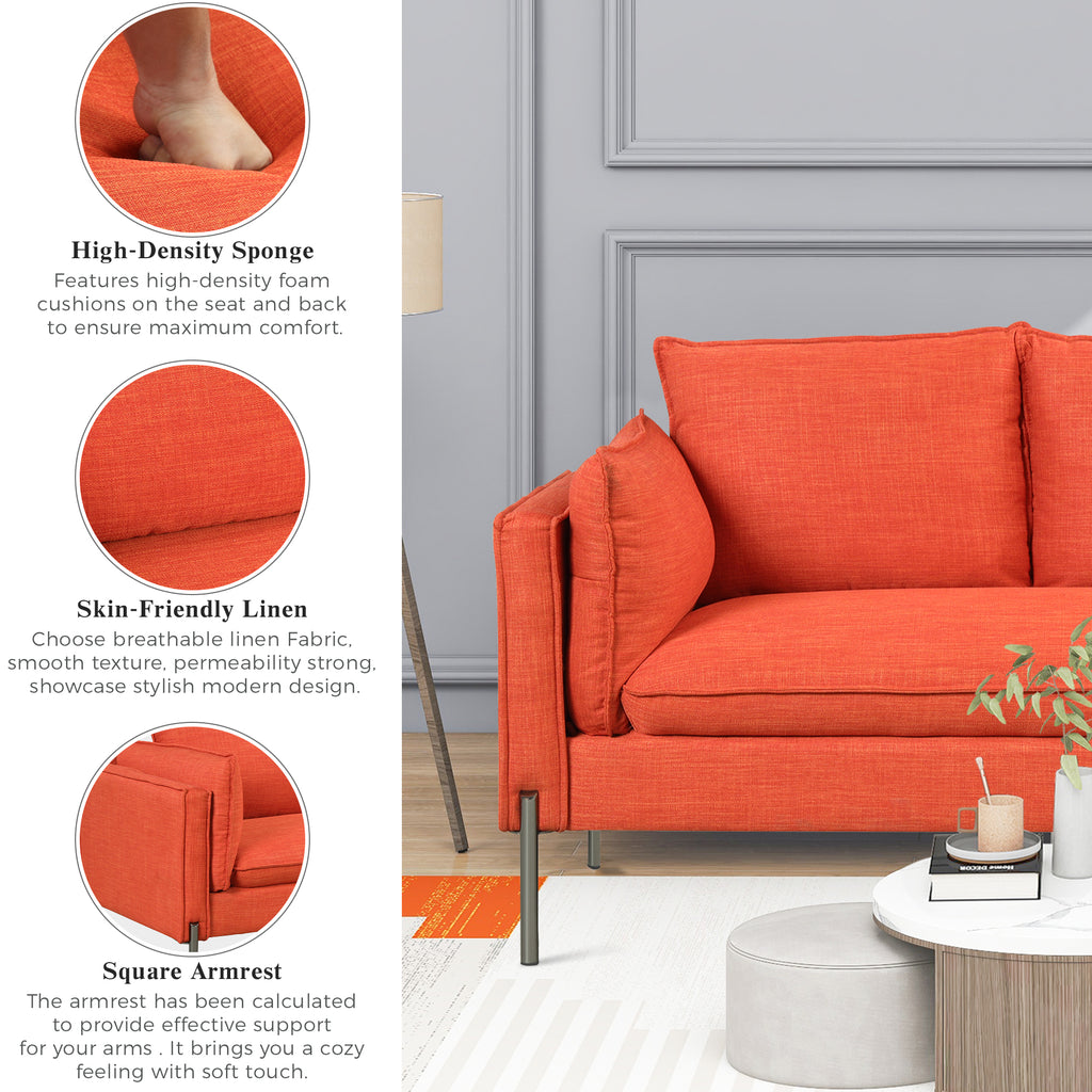 Linen Fabric Loveseat Couch W830297