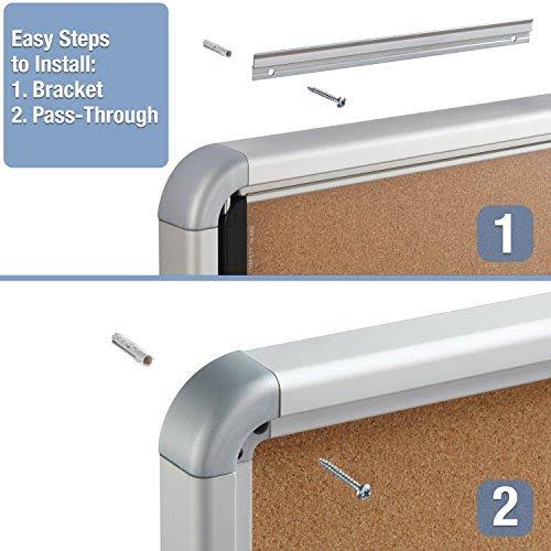 Enclosed Cork Bulletin Board with Swing Door, 30 x 27, Silver Aluminum Frame C613