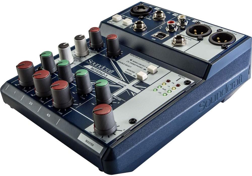 Small-Format Analog Mixing Console with Monitor Headphones, Fastener Straps (10-Pack) & XLR Cable Bundle Q71253