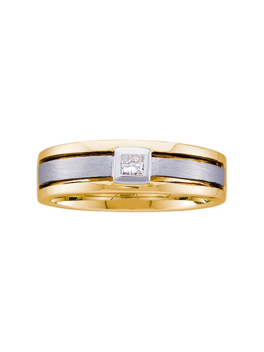 14kt Two-tone Gold Mens Diamond Wedding Band Ring 1/6 Cttw K709