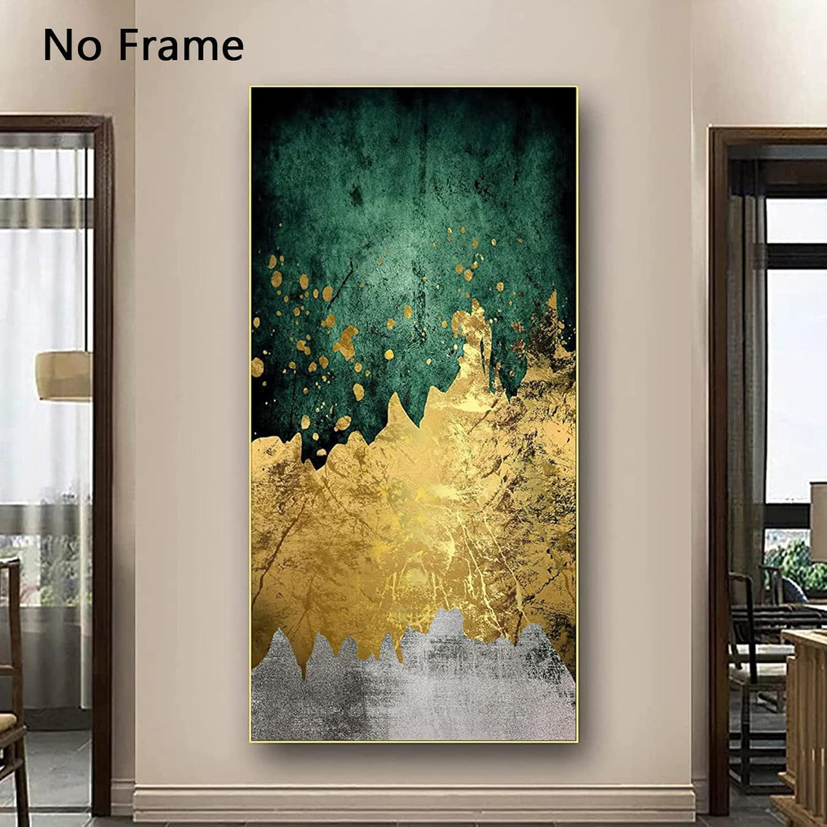 Green Gold Canvas Wall Art Abstract Poster 50x100cm No Frame B1048