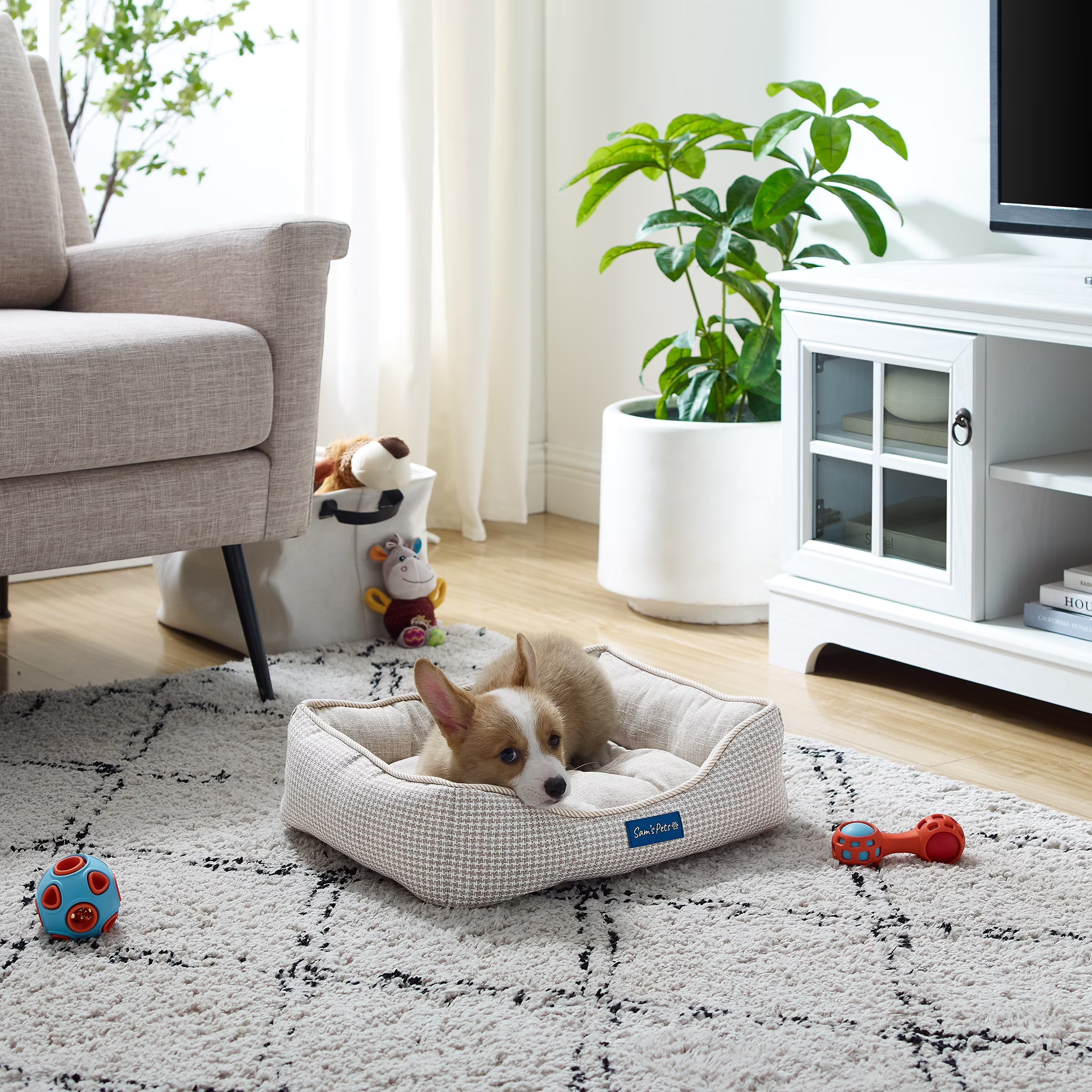 Brown Plaid Dog Bed J976