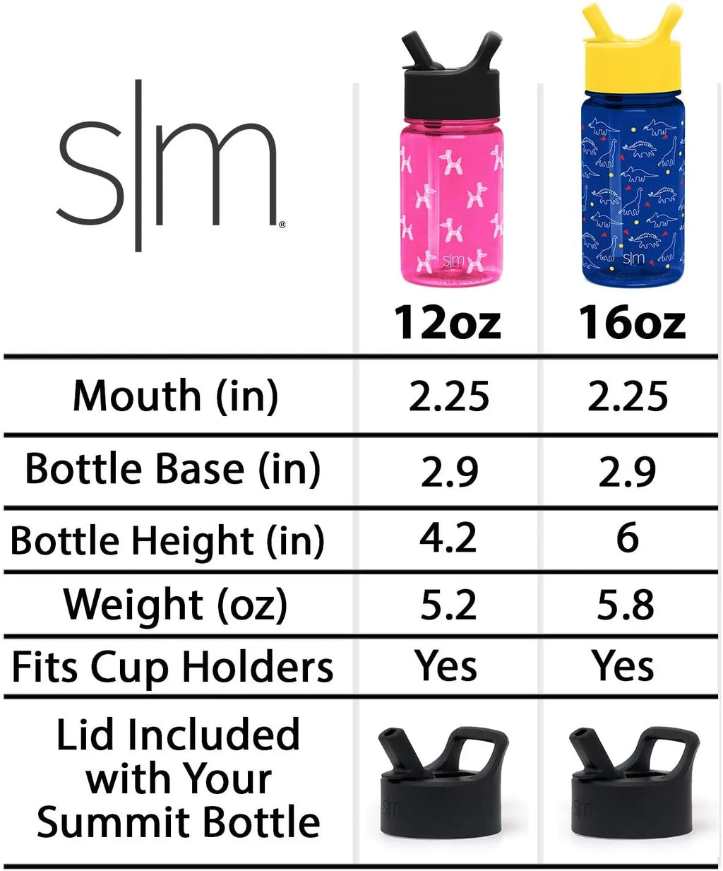 12oz Tritan Plastic Kids Water Bottle with Straw Lid C7869
