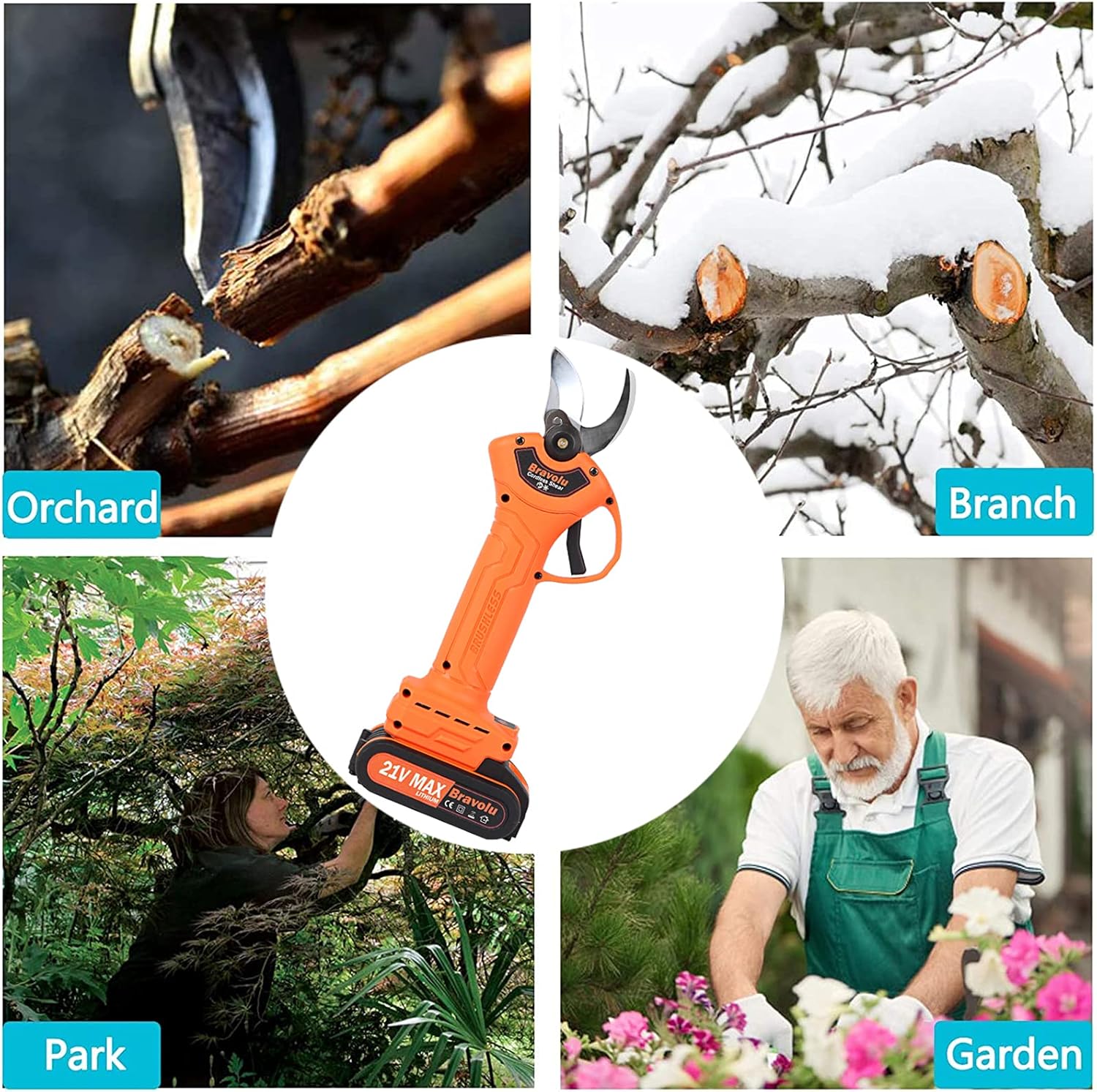Electric Pruning Shears with 2x2000 mAH Batteries, 25mm Cutting Diameter C614655