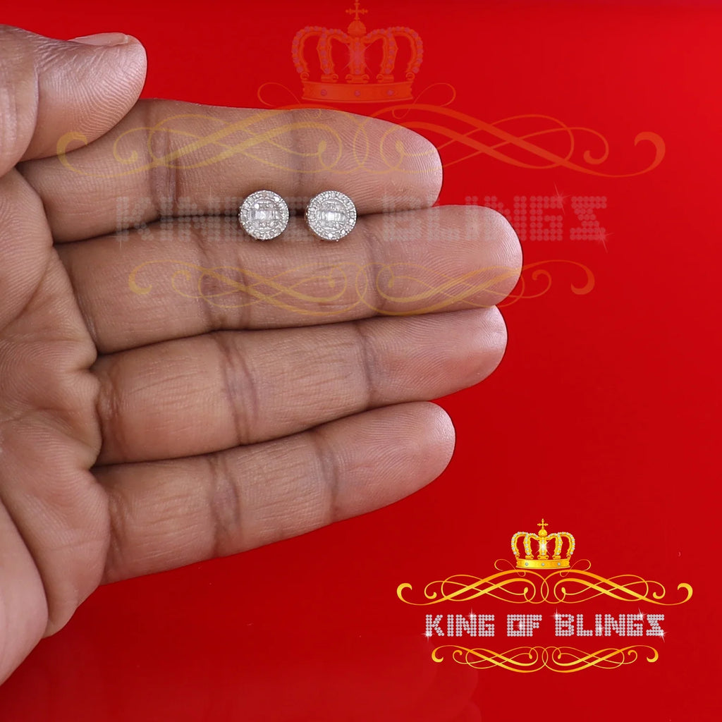 925 Yellow Silver 0.20ct Diamond Men's Round Earrings A816741