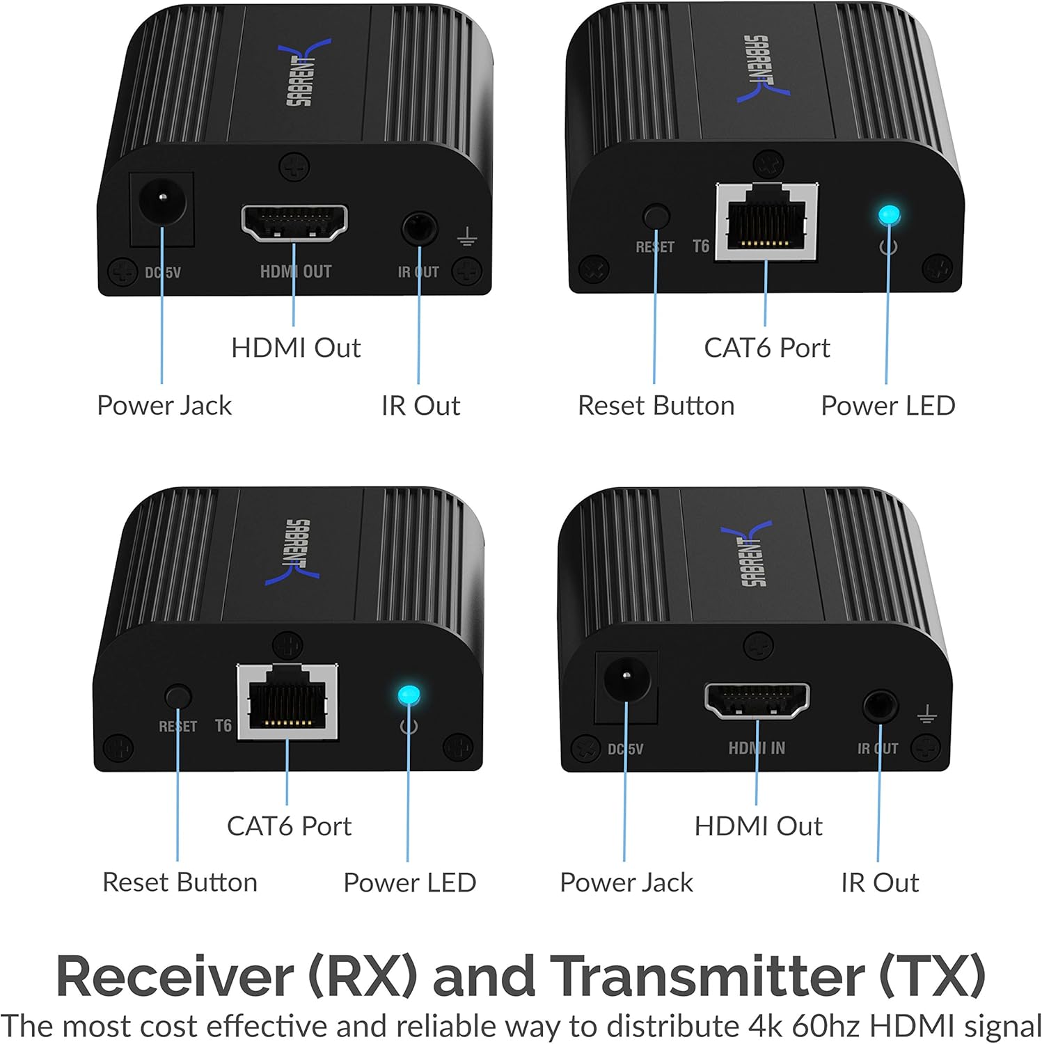 4K HDMI Extender Over CAT6 (60 Meters / 200 feet) J849