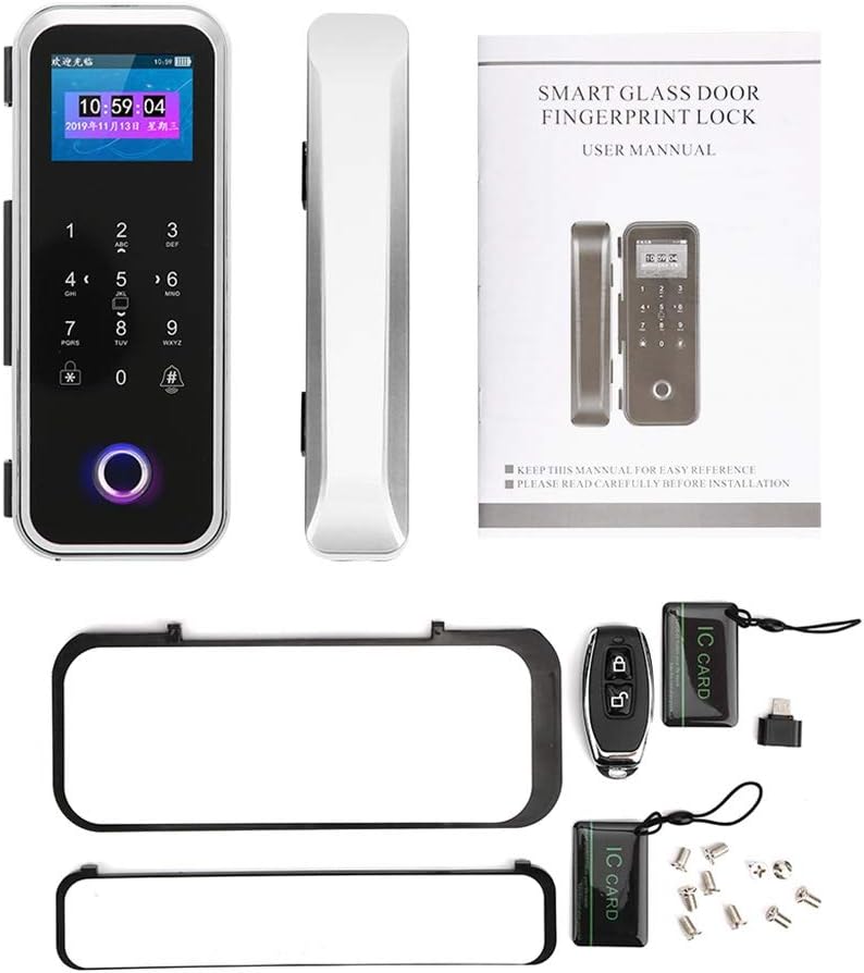 Silver Door Lock for Frameless Glass Doors H8331