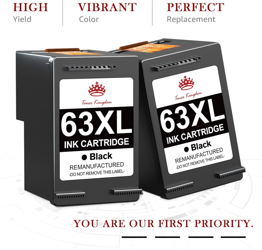 2 Pack Remanufactured Ink Cartridge for HP 63 63XL (2 Black) Z887386