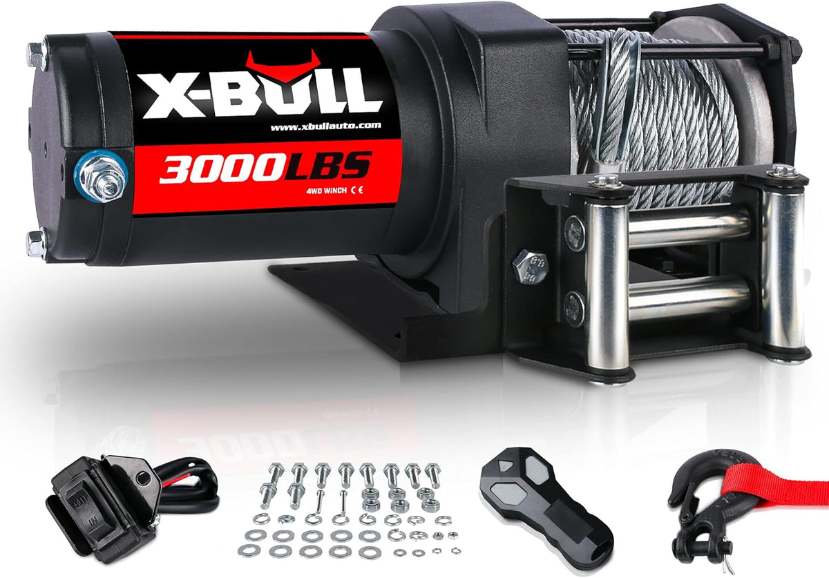 3000 lb 12V DC Electric Winch Waterproof Winch with Steel Cable W612