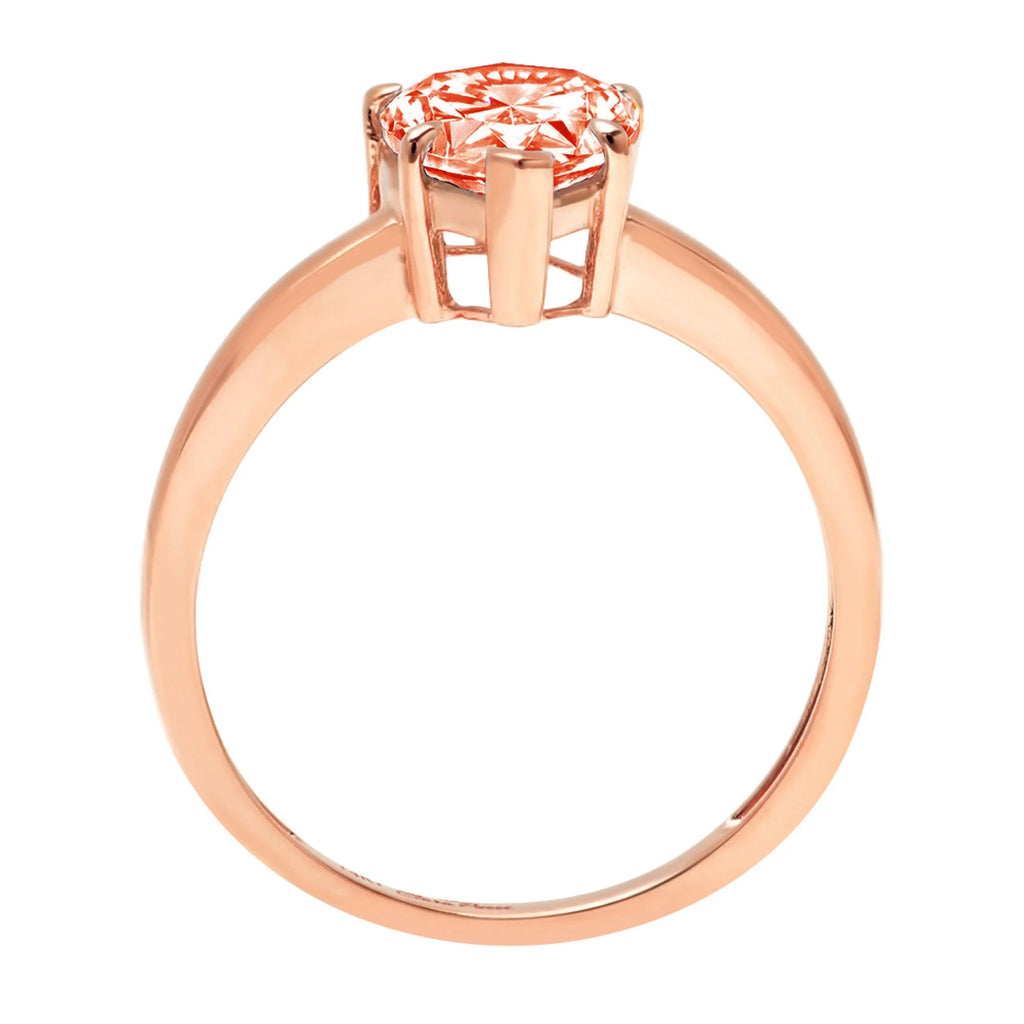 Pear Cut Red Simulated Diamond 18k Rose Gold Solitaire Ring Size 3.5 Q76024