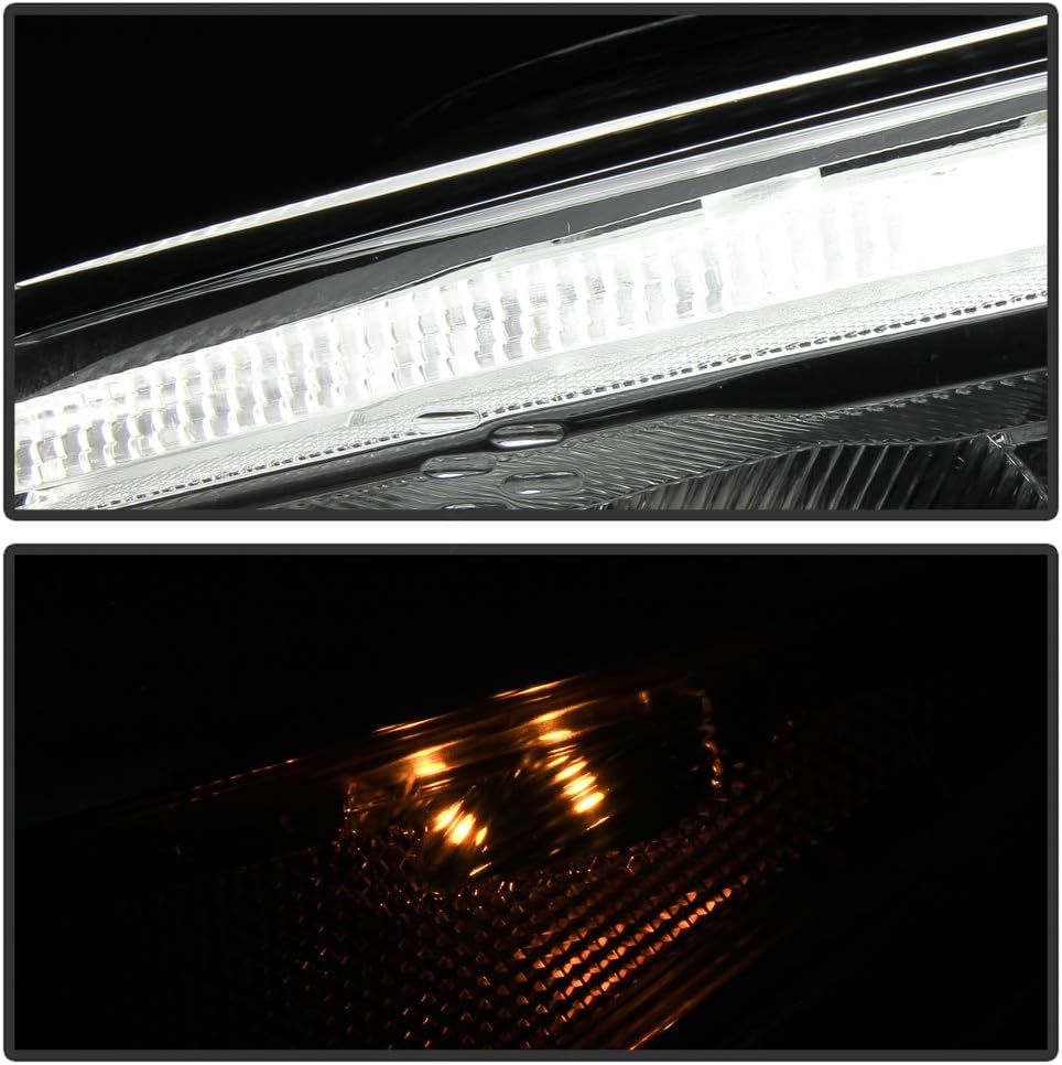 Halogen Chrome Housing LED DRL Headlight Headlamp Assembly D3740