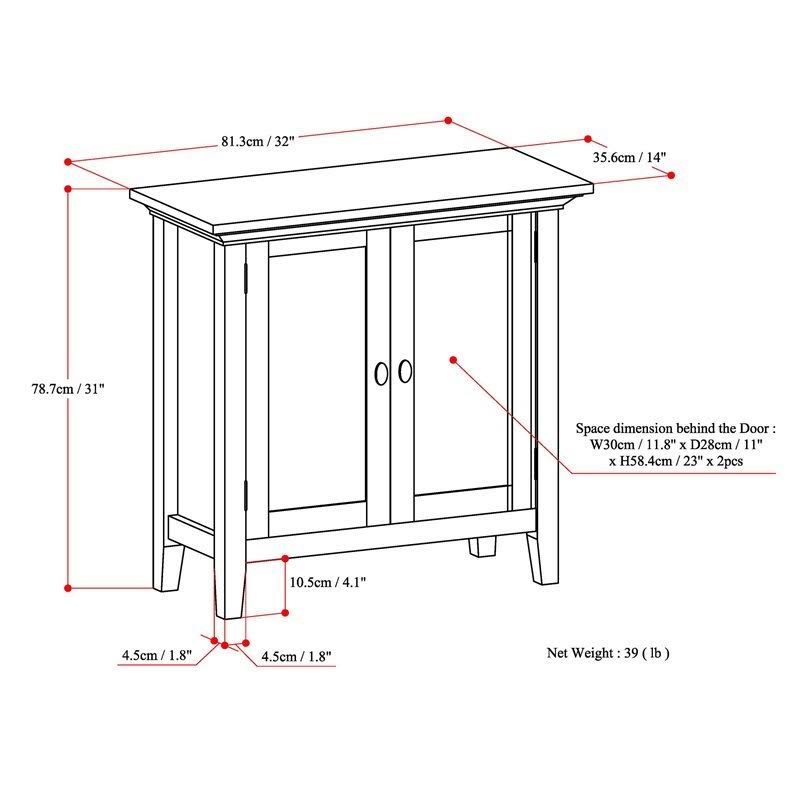 Solid Wood Low Storage Cabinet in Brunette Brown R31456