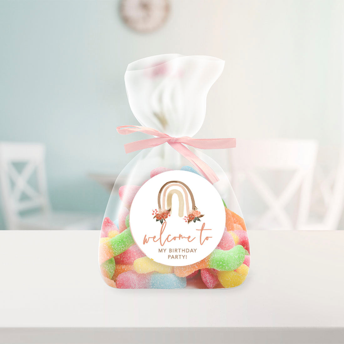 240-Pk Rainbow Chocolate Drop Label Stickers H47993