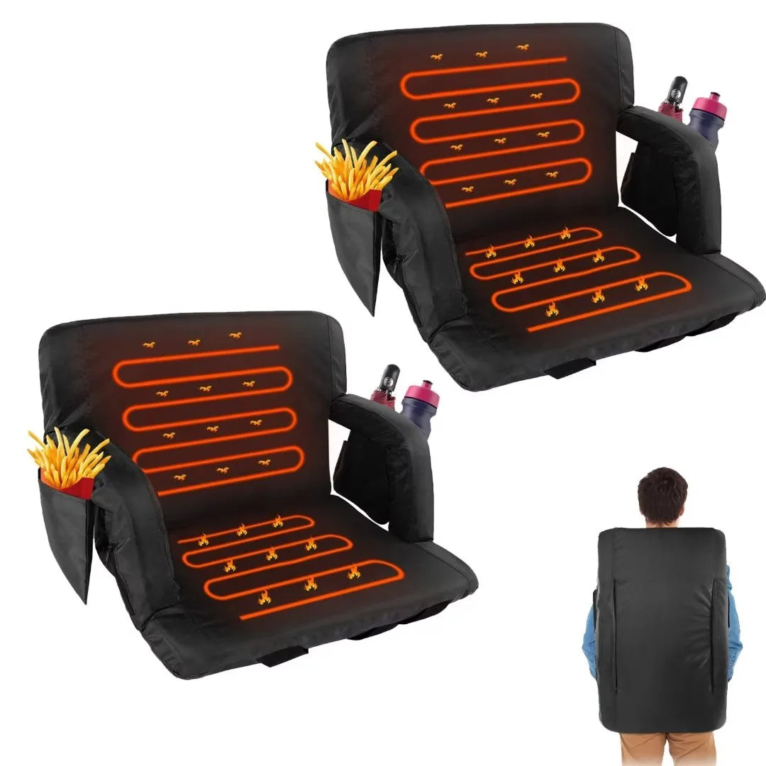 Heated Folding Stadium Seat with Back Support, 6 Reclining Positions, 3 Heat Modes L29010