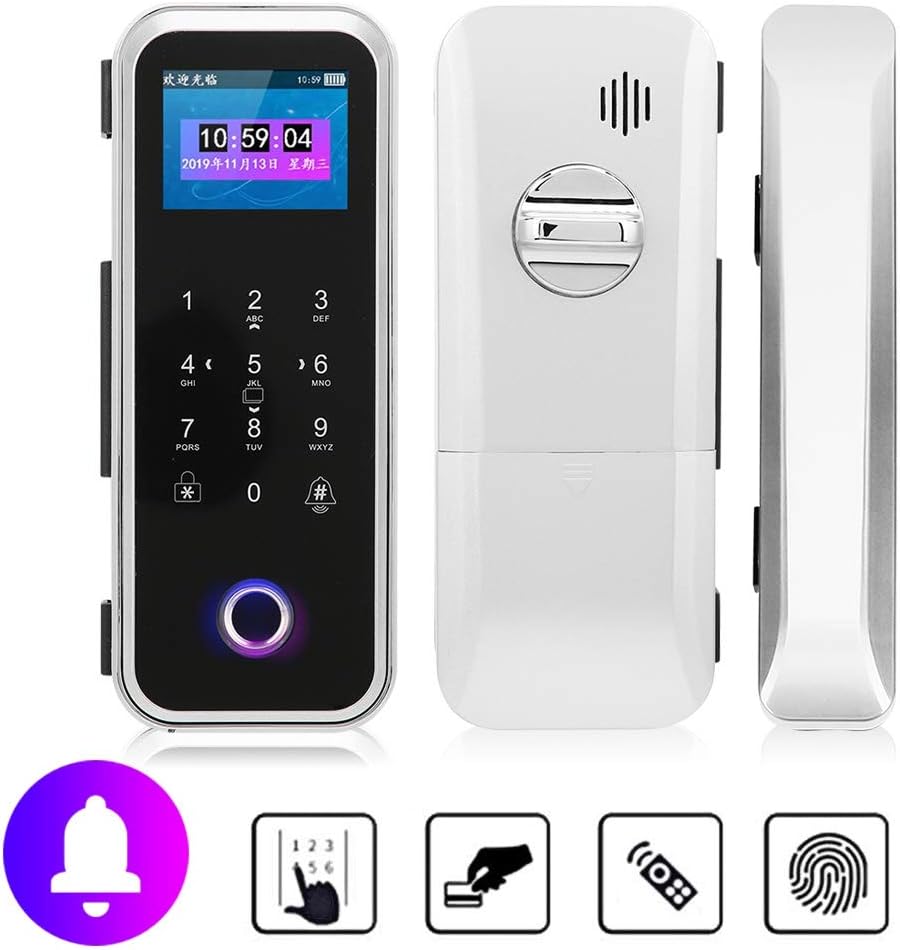 Silver Door Lock for Frameless Glass Doors H8331