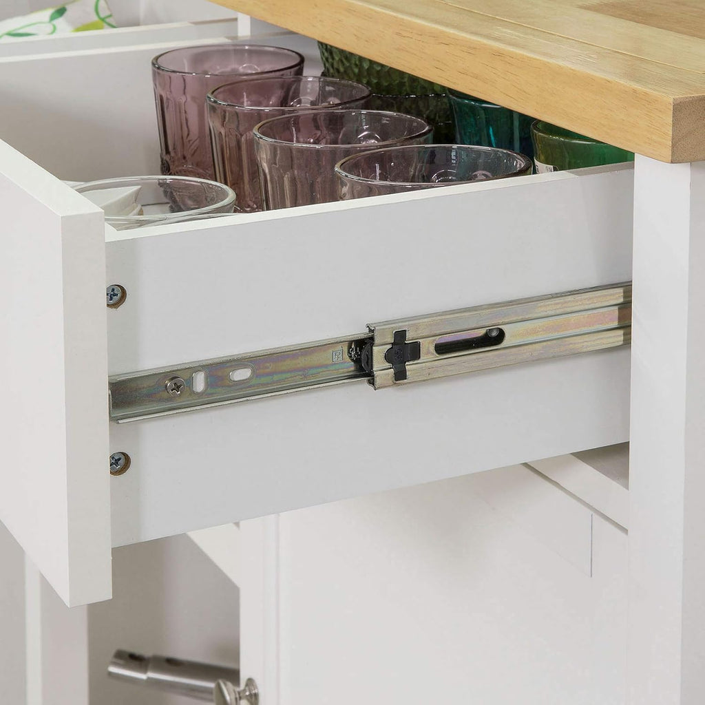 Kitchen Cart with Rubber Wood Top and Wide Drawer N1106