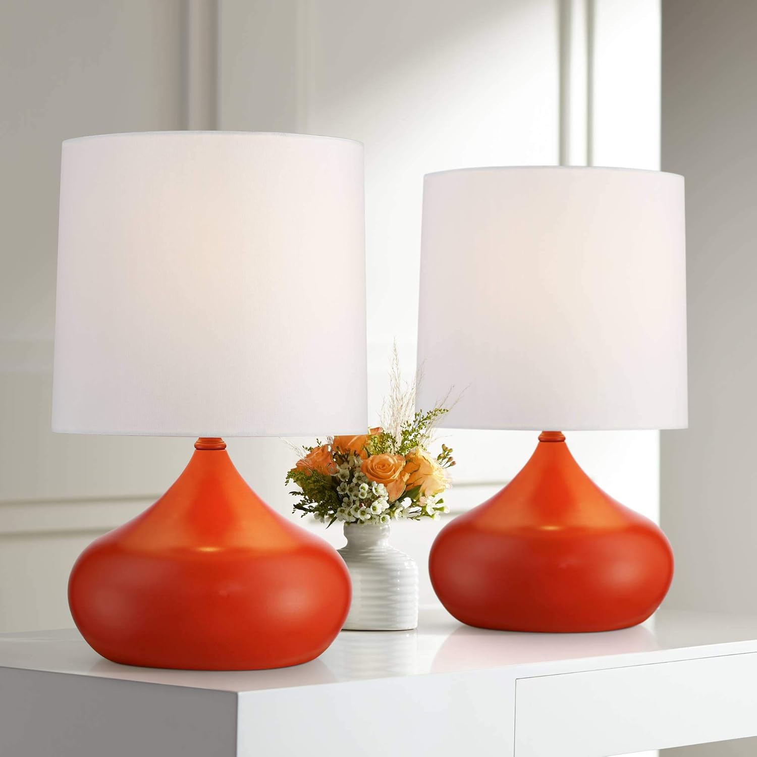 Set of 2 Canary Yellow Metal Mini Accent Lamps N8684