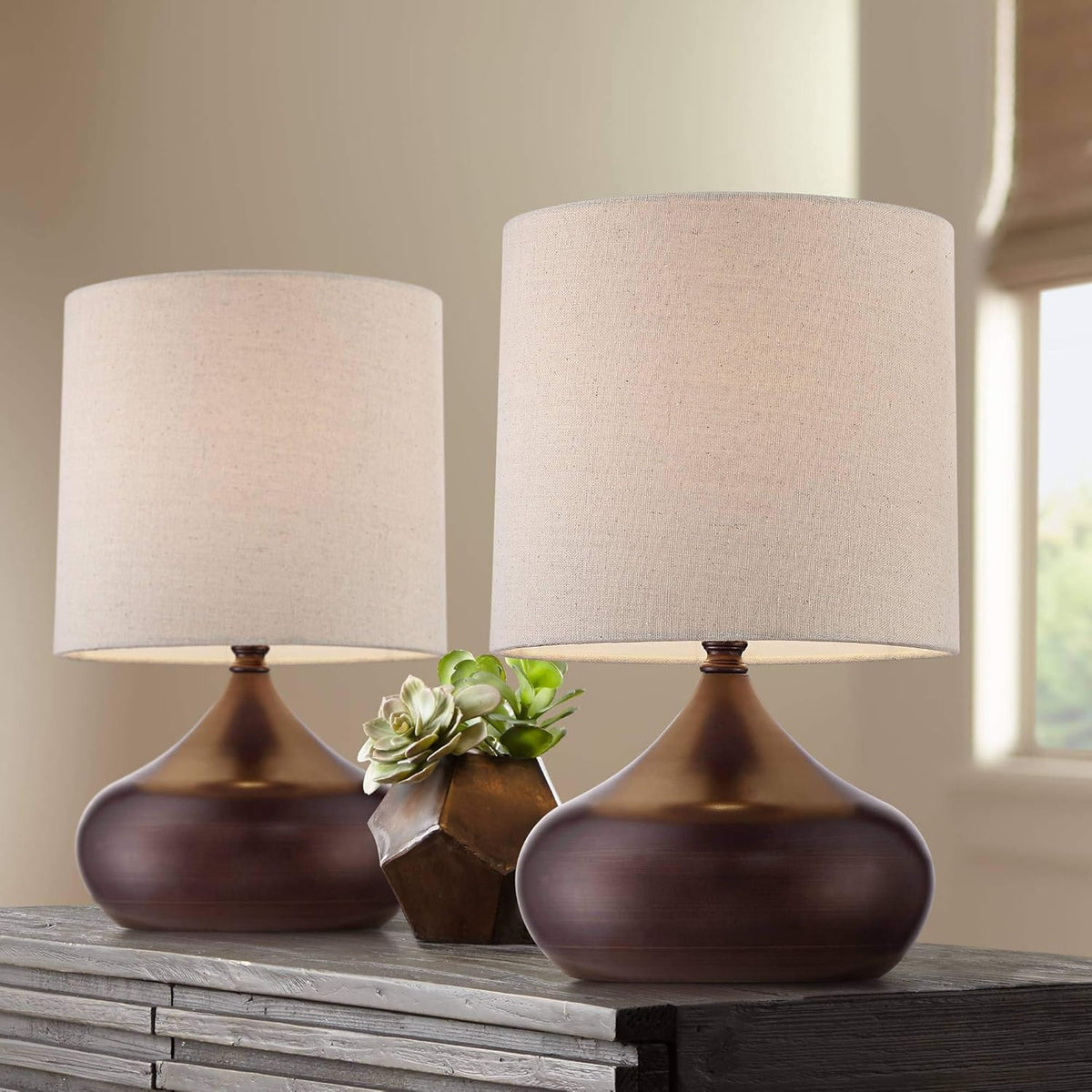 Set of 2 Canary Yellow Metal Mini Accent Lamps N8684
