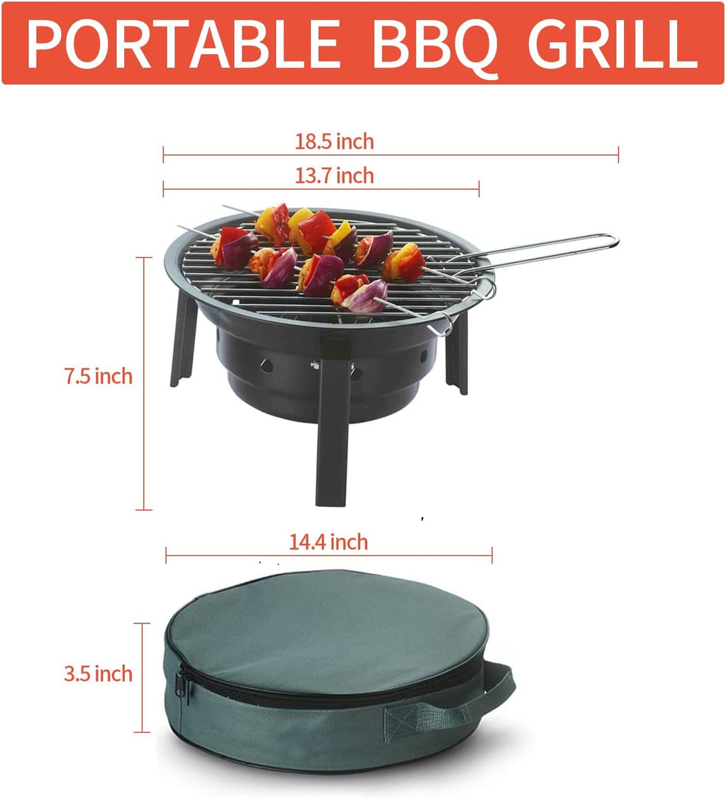 Portable Charcoal Grill with 12.2” Grill Plate Q6152
