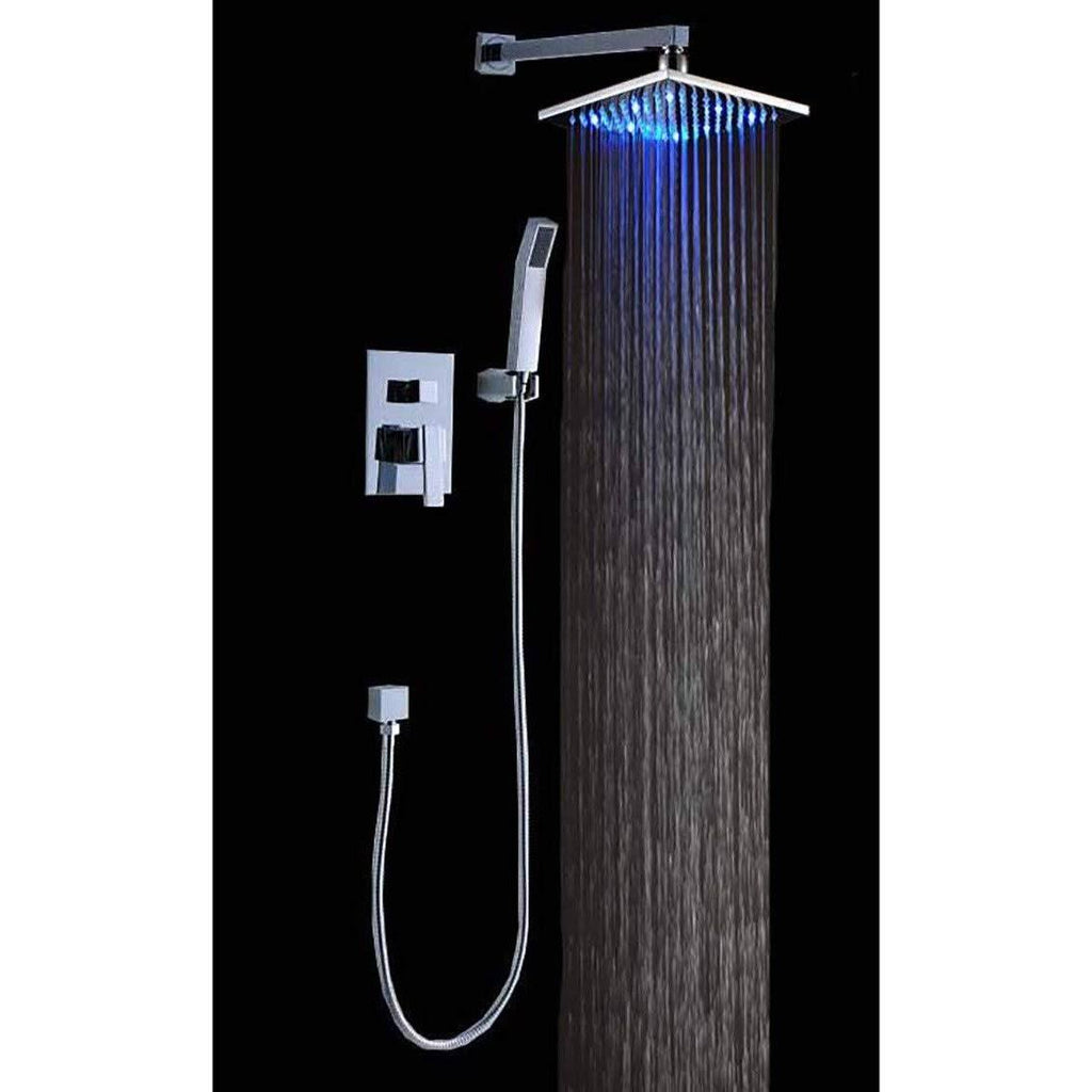 Gold 10 inch Rainfall LED Shower Head with Brass Handheld Shower U915162