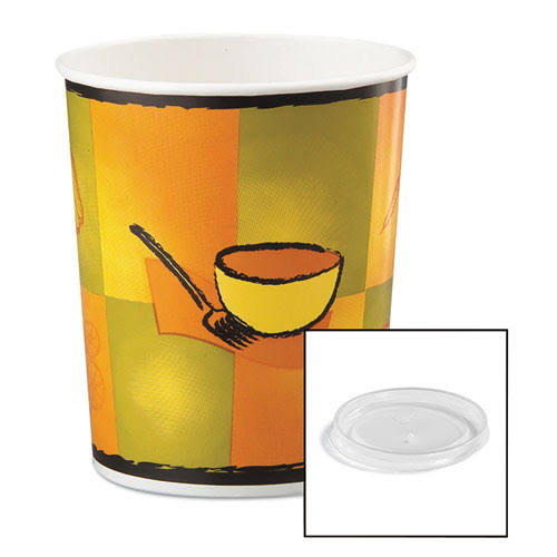 32 oz Double-Wall Poly Paper Soup Cup with Plastic Lid - 250/Case T3473