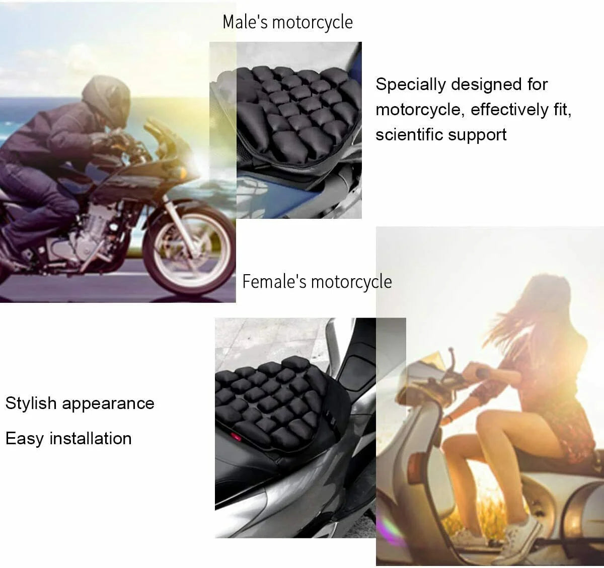Motorcycle Seat Cushion Pressure Relief Ride Seat Pad K822094