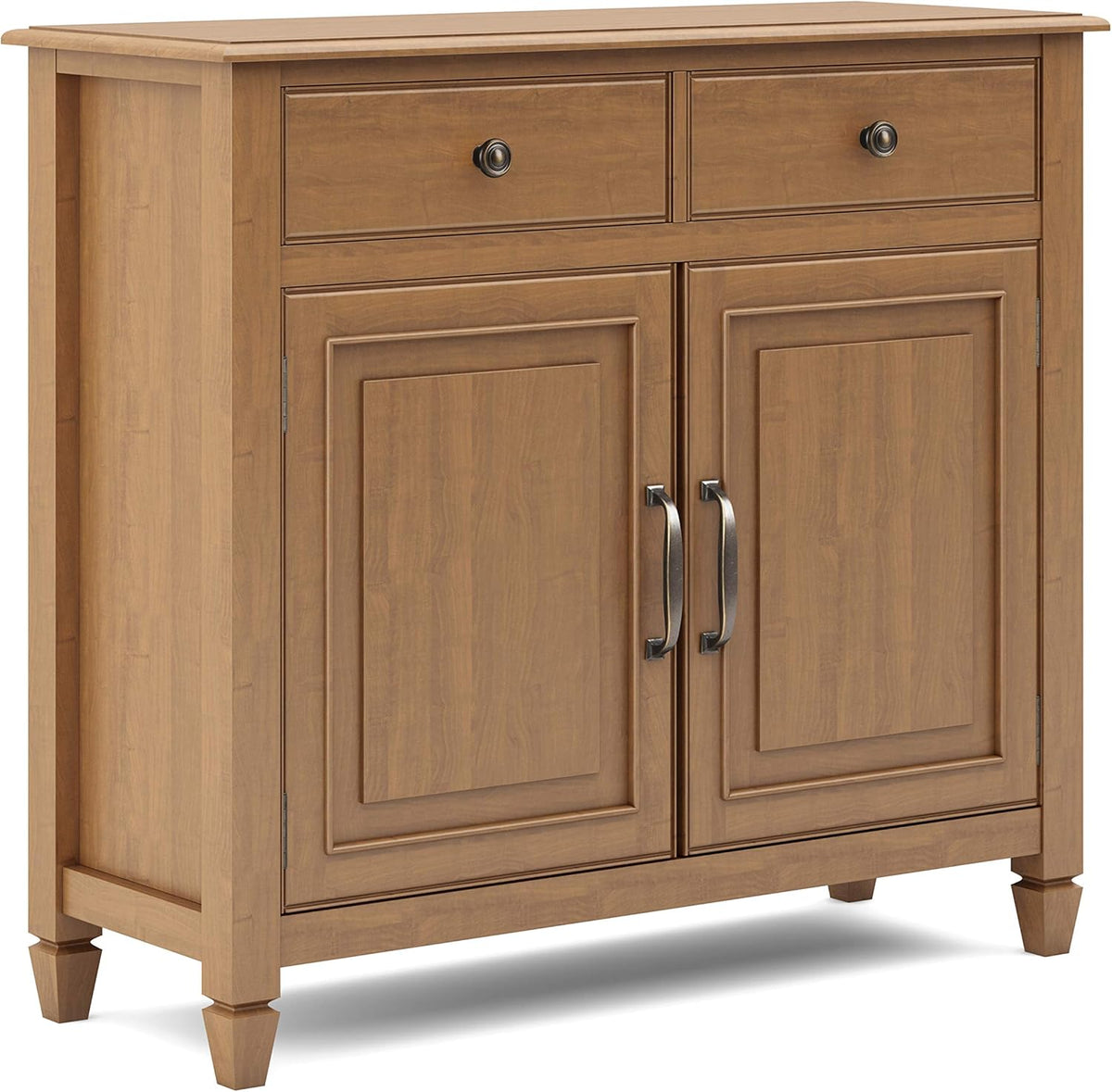 Distressed Grey Solid Wood Storage Cabinet with 2 Drawers and 2 Doors V568231
